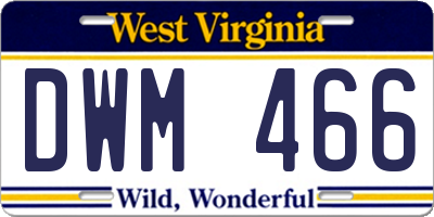 WV license plate DWM466