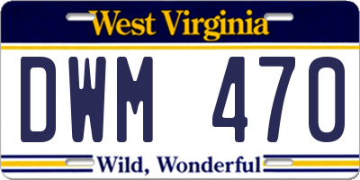 WV license plate DWM470