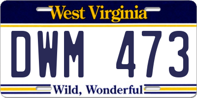 WV license plate DWM473