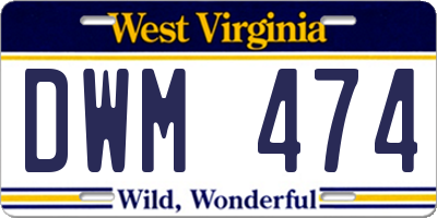 WV license plate DWM474