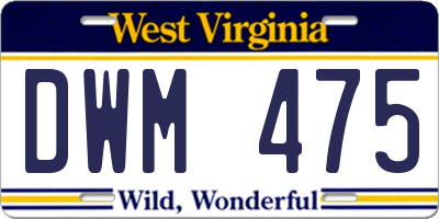 WV license plate DWM475