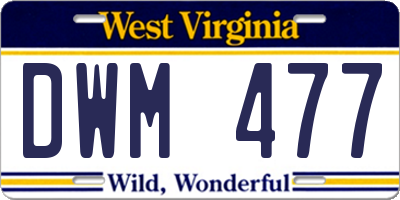 WV license plate DWM477