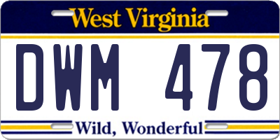 WV license plate DWM478