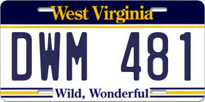 WV license plate DWM481