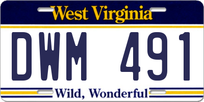 WV license plate DWM491