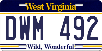 WV license plate DWM492