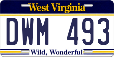 WV license plate DWM493
