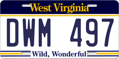 WV license plate DWM497