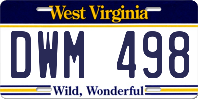 WV license plate DWM498