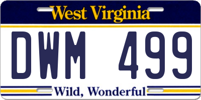 WV license plate DWM499