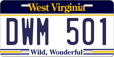 WV license plate DWM501