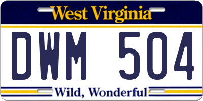 WV license plate DWM504