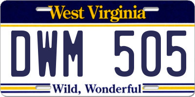 WV license plate DWM505