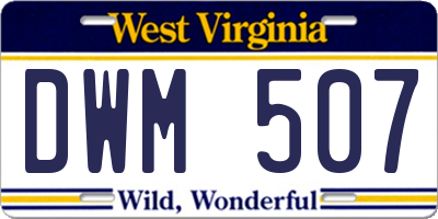 WV license plate DWM507