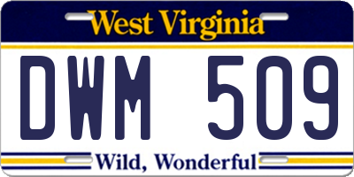 WV license plate DWM509