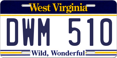 WV license plate DWM510
