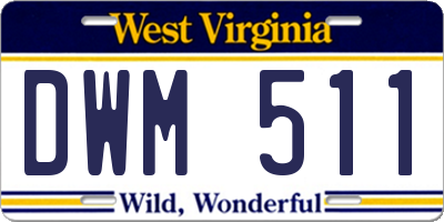 WV license plate DWM511