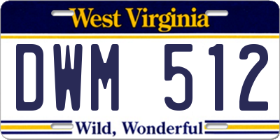 WV license plate DWM512