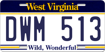 WV license plate DWM513