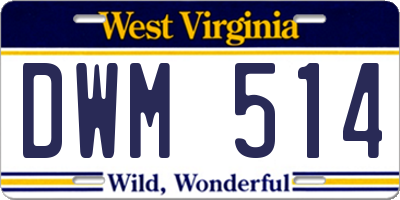 WV license plate DWM514