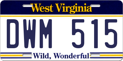 WV license plate DWM515