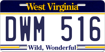WV license plate DWM516