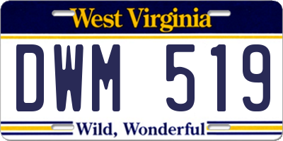 WV license plate DWM519