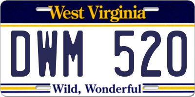 WV license plate DWM520