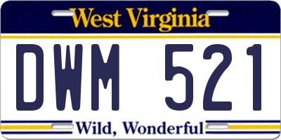 WV license plate DWM521