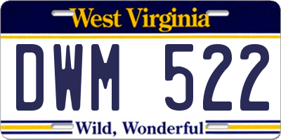 WV license plate DWM522