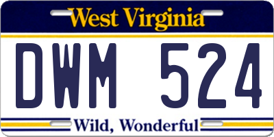 WV license plate DWM524