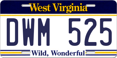 WV license plate DWM525