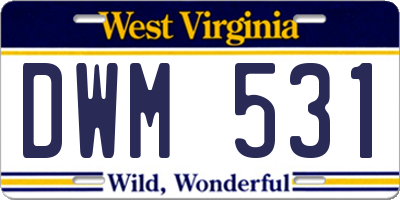 WV license plate DWM531