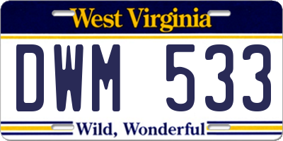 WV license plate DWM533