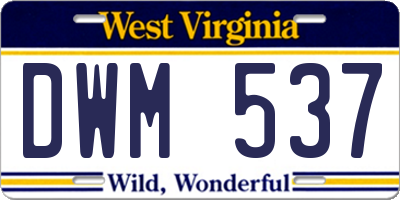 WV license plate DWM537