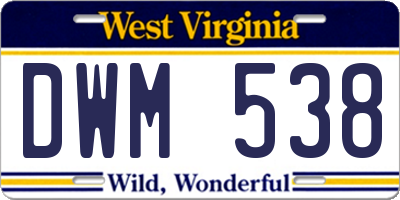 WV license plate DWM538