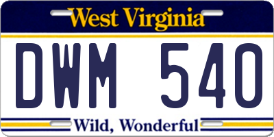 WV license plate DWM540