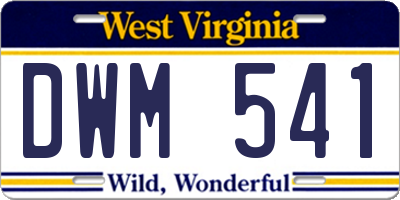 WV license plate DWM541
