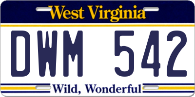 WV license plate DWM542