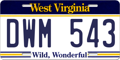 WV license plate DWM543