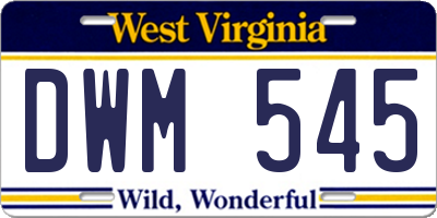 WV license plate DWM545