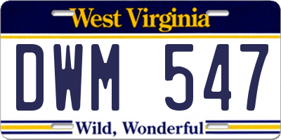 WV license plate DWM547