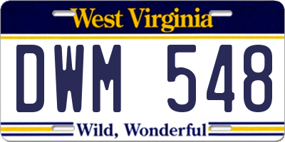 WV license plate DWM548