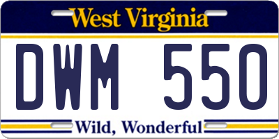 WV license plate DWM550