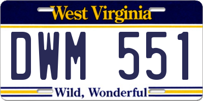 WV license plate DWM551
