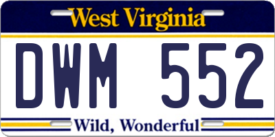 WV license plate DWM552