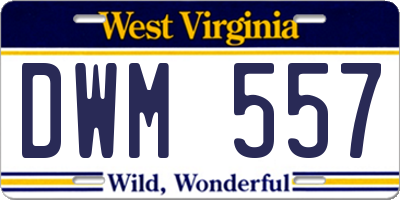WV license plate DWM557