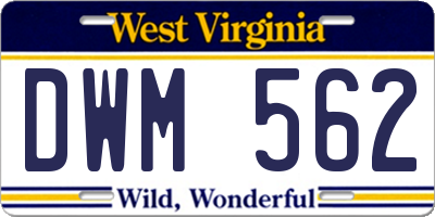 WV license plate DWM562