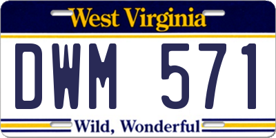 WV license plate DWM571