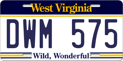 WV license plate DWM575